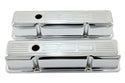 Tall Steel Valve Covers – Fits 1958–1986 Chevy Small Block 283‑305‑327‑350 (Stamped “350” Logo, 1 Hole Each) – Chrome Finish