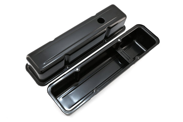 Steel Tall Valve Covers – Fits 1958–86 Chevy Small Block 283-400 – 1 Hole – Black