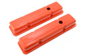 Steel Short Valve Covers – Fits 1958–86 Chevy SB 283-305-327-350-400 – Smooth – Orange