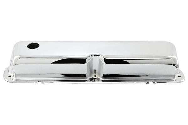 Steel Valve Covers Fits 1986–95 Ford 302 5.0L Fox‑Body Mustang – Smooth – 1 Hole & 1 No‑Hole – Chrome