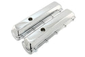 Steel Valve Covers – Fits 1964–1980 Oldsmobile 330‑350‑400‑425‑455 (Stock Height, 1 Push‑In Hole, Smooth Top) – Chrome Finish