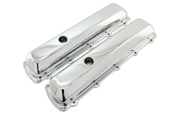 Steel Valve Covers – Fits 1964–1980 Oldsmobile 330‑350‑400‑425‑455 (Stock Height, 1 Push‑In Hole, Smooth Top) – Chrome Finish