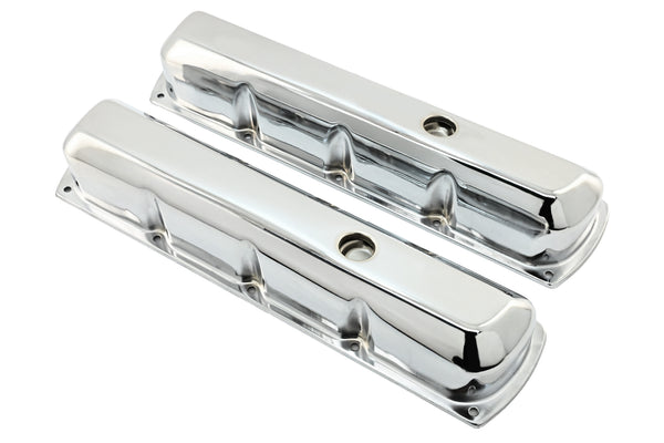 Tall Steel Valve Covers – Fits 1964–88 Oldsmobile 330, 350, 400, 425, 455 V8 Engines – Smooth Top- Chrome