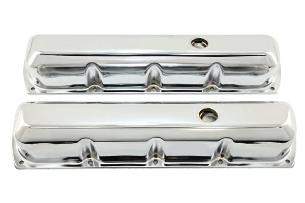 Tall Steel Valve Covers – Fits 1964–88 Oldsmobile 330, 350, 400, 425, 455 V8 Engines – Smooth Top- Chrome