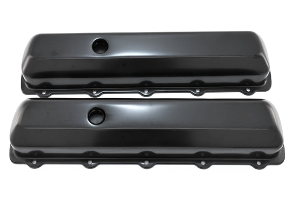 Tall Steel Valve Covers – Fits 1964–88 Oldsmobile 330, 350, 400, 425, 455 V8 Engines – Smooth Top- Black