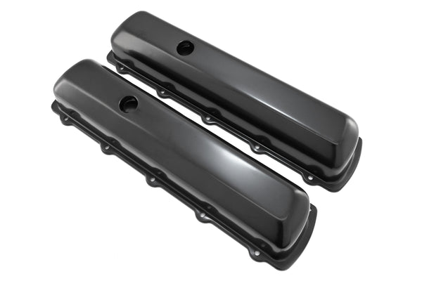 Tall Steel Valve Covers – Fits 1964–88 Oldsmobile 330, 350, 400, 425, 455 V8 Engines – Smooth Top- Black