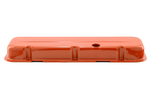 Steel Short Valve Covers – Fits 1965–95 Chevy BB 396-427-454-502 – 1 Hole – Orange