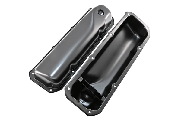 Steel Valve Covers Fits 1969–1982 Ford SB 351C‑351M‑400M‑Boss 302 – Smooth – 1 Hole – Black