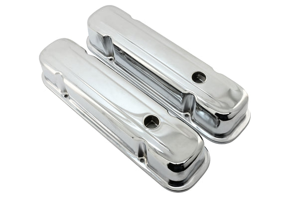 Steel Tall Valve Covers Fits 1959–1979 Pontiac V8 301‑455 – 1 Hole – Chrome