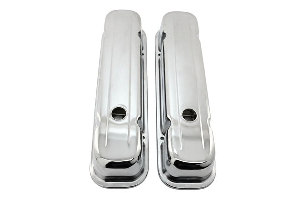 Steel Tall Valve Covers Fits 1959–1979 Pontiac V8 301‑455 – 1 Hole – Chrome
