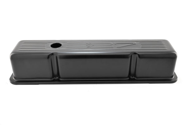 1958-86 CHEVY SMALL BLOCK 327 TALL STEEL VALVE COVERS - EDP BLACK W- 327 LOGO