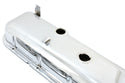 Steel OEM‑Style Short Valve Covers Fits 1965–1972 Chevy BB 396‑427‑454 – Recessed Corner – 1–2 Holes – Chrome