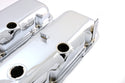 Steel OEM‑Style Short Valve Covers Fits 1965–1972 Chevy BB 396‑427‑454 – Recessed Corner – 1–2 Holes – Chrome