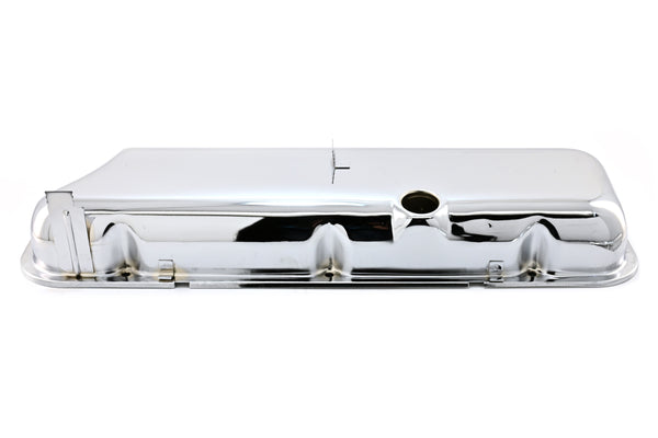Steel OEM‑Style Short Valve Covers Fits 1965–1972 Chevy BB 396‑427‑454 – Recessed Corner – 1–2 Holes – Chrome