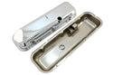 Steel OEM‑Style Short Valve Covers Fits 1965–1972 Chevy BB 396‑427‑454 – Recessed Corner – 1–2 Holes – Chrome
