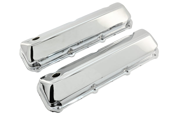 Steel Valve Covers Fits 1968–1997 Ford 429-460 Big Block Engines – Smooth – 1 Hole – Chrome