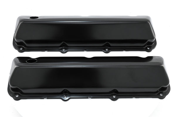 Steel Valve Covers Fits 1968–1997 Ford 429-460 Big Block Engines – Smooth – 1 Hole – Black