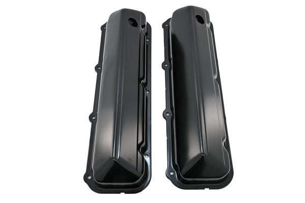 Steel Valve Covers Fits 1968–1997 Ford 429-460 Big Block Engines – Smooth – 1 Hole – Black