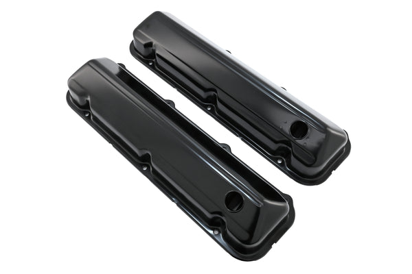 Steel Valve Covers Fits 1968–1997 Ford 429-460 Big Block Engines – Smooth – 1 Hole – Black