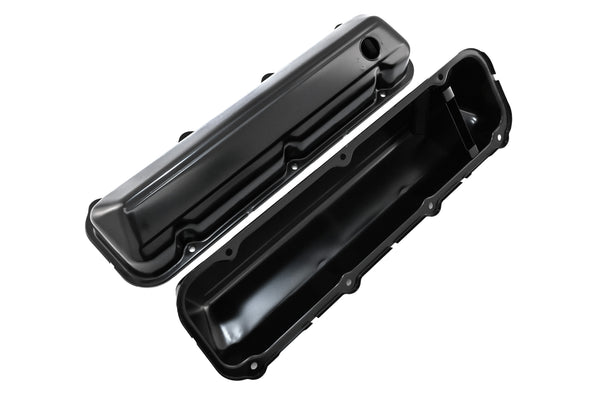 Steel Valve Covers Fits 1968–1997 Ford 429-460 Big Block Engines – Smooth – 1 Hole – Black