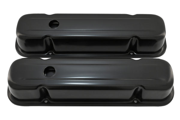 Steel Tall Valve Covers Fits 1959–1979 Pontiac V8 301‑455 – 1 Hole – EDP Black