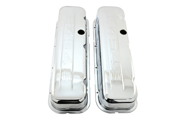 Tall Steel Valve Covers for 1965-1995 Chevy BB 396-502 – 454 Logo – Chrome