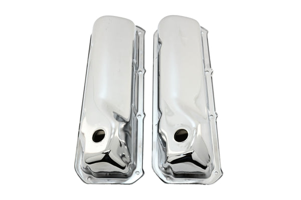 Steel Valve Covers Fits 1969–1982 Ford SB 351C‑351M‑400M‑Boss 302 – Smooth – 1 Hole – Chrome