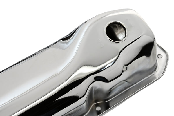 Steel Valve Covers Fits 1969–1982 Ford SB 351C‑351M‑400M‑Boss 302 – Smooth – 1 Hole – Chrome