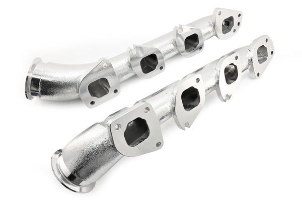 Cast Iron Low Profile V-Band Exhaust Manifolds 2003-up 5.7L/6.1L/6.2L/6.4L Dodge/Mopar Gen 3 Hemi Engines – Ceramic Silver