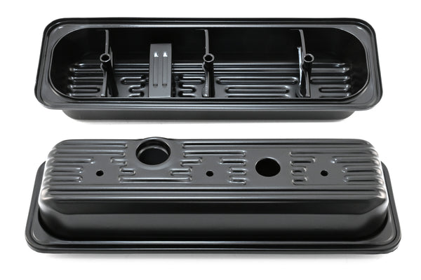 1985-93 CHEVY-GMC 4.3L V6 CENTER BOLT STEEL VALVE COVERS W- BOLTS - BLACK