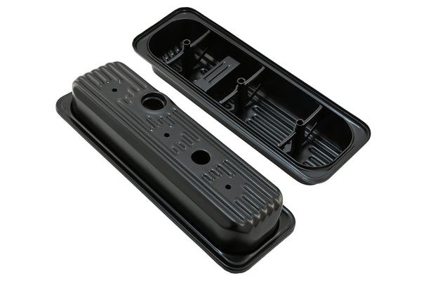 1985-93 CHEVY-GMC 4.3L V6 CENTER BOLT STEEL VALVE COVERS W- BOLTS - BLACK