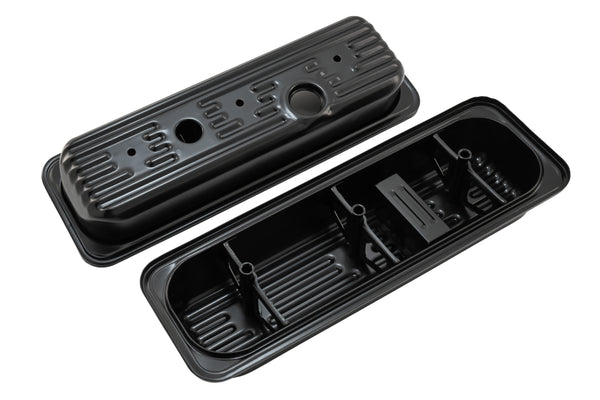 1985-93 CHEVY-GMC 4.3L V6 CENTER BOLT STEEL VALVE COVERS W- BOLTS - BLACK