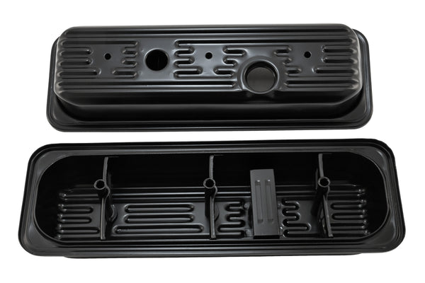 1985-93 CHEVY-GMC 4.3L V6 CENTER BOLT STEEL VALVE COVERS W- BOLTS - BLACK