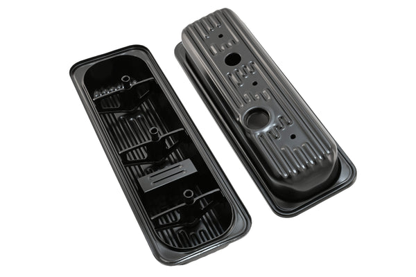 1985-93 CHEVY-GMC 4.3L V6 CENTER BOLT STEEL VALVE COVERS W- BOLTS - BLACK