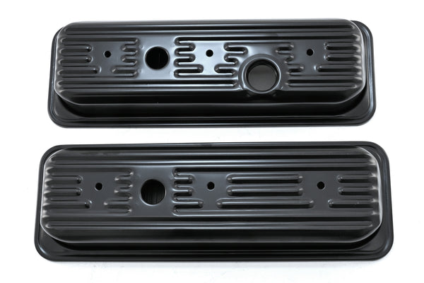 1985-93 CHEVY-GMC 4.3L V6 CENTER BOLT STEEL VALVE COVERS W- BOLTS - BLACK