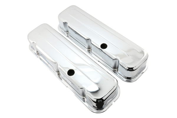 Steel Tall Valve Covers Fits 1965–95 Chevy BB 396‑427‑454‑502 – 1 Hole – Chrome