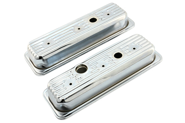 1985-93 CHEVY-GMC 4.3L V6 CENTER BOLT STEEL VALVE COVERS W- BOLTS - CHROME