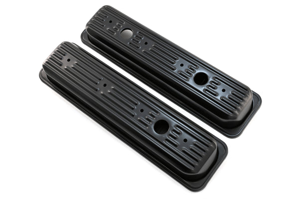 Steel Valve Covers Fits 1987–2000 Chevy/GMC 5.0L & 5.7L SBC Black Ball Milled Center Bolt