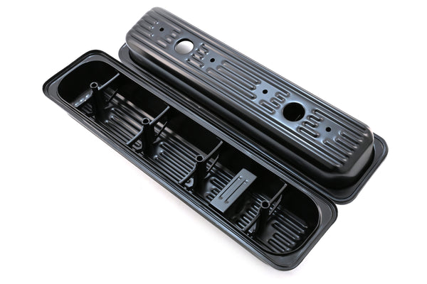 Steel Valve Covers Fits 1987–2000 Chevy/GMC 5.0L & 5.7L SBC Black Ball Milled Center Bolt