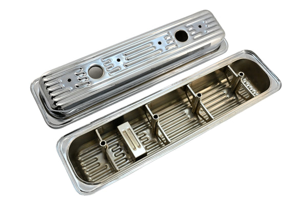 Steel Valve Covers Fits 1987–2000 Chevy/GMC 5.0L & 5.7L SBC Chrome Ball Milled Center Bolt