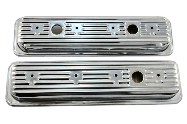 Steel Valve Covers Fits 1987–2000 Chevy/GMC 5.0L & 5.7L SBC Chrome Ball Milled Center Bolt