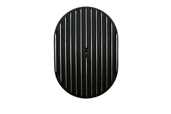 Aluminum 12" Oval Air Cleaner Paper Filter Full Finned - Black