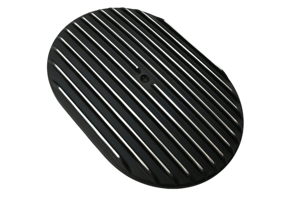 Aluminum 12" Oval Air Cleaner Paper Filter Full Finned - Black