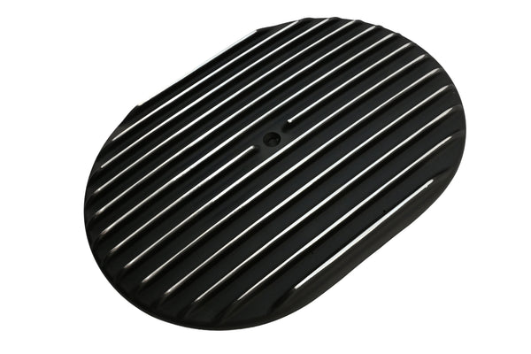 Aluminum 12" Oval Air Cleaner Paper Filter Full Finned - Black