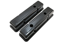 STEEL 1958-86 CHEVY SB 283-400 1 HOLE - 2 HOLE SCREW IN TALL VALVE COVERS - BAFFLED-BLACK