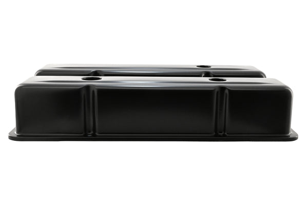 STEEL 1958-86 CHEVY SB 283-400 1 HOLE - 2 HOLE SCREW IN TALL VALVE COVERS - BAFFLED-BLACK