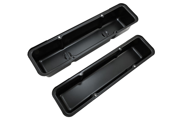 1958-86 CHEVY SMALL BLOCK 283-305-327-350-400 CIRCLE TRACK RACING STEEL VALVE COVERS - BLACK