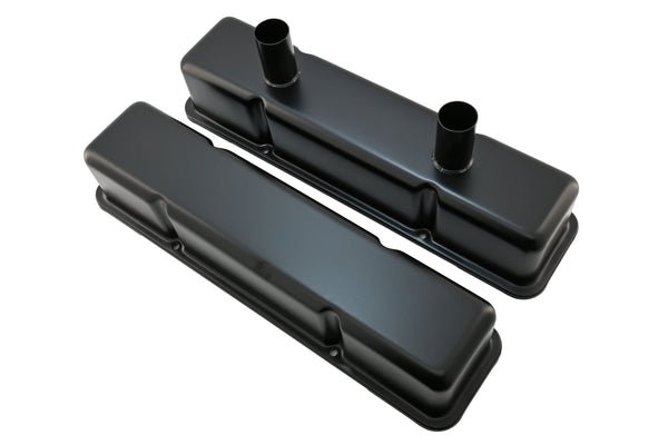 1958-86 CHEVY SMALL BLOCK 283-305-327-350-400 CIRCLE TRACK RACING STEEL VALVE COVERS - BLACK
