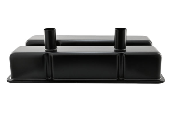 1958-86 CHEVY SMALL BLOCK 283-305-327-350-400 CIRCLE TRACK RACING STEEL VALVE COVERS - BLACK