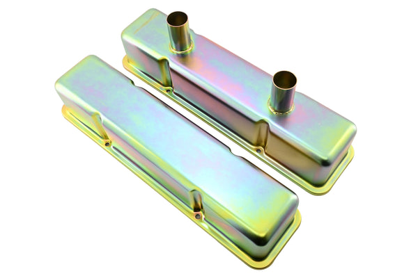 1958-86 CHEVY SMALL BLOCK 283-305-327-350-400 CIRCLE TRACK RACING STEEL VALVE COVERS - ZINC